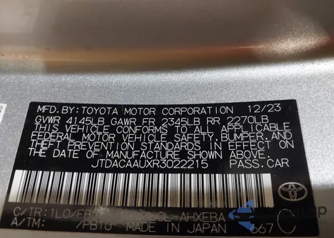 2024 Toyota Prius Le z USA, uszkodzony, nr VIN JTDACAAUXR3022215